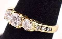 Sparkling 14K Yellow Gold Past, Present, Future Diamond Ring