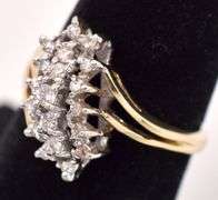 Alluring 14K Yellow Gold Diamond Waterfall Ring