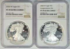 Flawless 2020-W 2-pc Congratulations Set. NGC PF70 ULTRA CAMEO