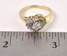 Stunning Heart Diamond Ring in 14K Yellow Gold