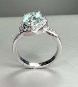 Dazzling 3 Ct Ice Green Fire Moissanite Heart Ring