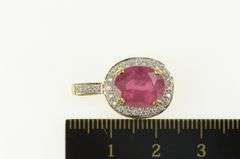18K Yellow Gold 4.76 Ctw Natural Ruby Diamond Halo Designer Pendant