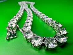 14 Kt White Gold Plate 74 Piece 103.5 Ct Simulated Diamond Necklace