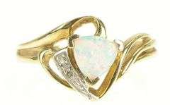 10K Yellow Gold Trillion Sim. Opal Diamond Accent Bypass Ring