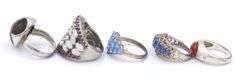 Group Lot of Vintage 925 Sterling Silver Gemstone Rings