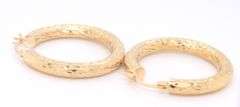 Lovely Yellow Gold Diamond Cut Hoop Earrings