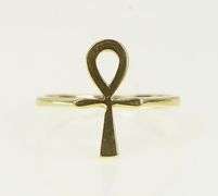 14K Yellow Gold Ankh Ancient Egyptian Life Symbol African Ring