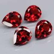 Premium 6.94ct pear cut cherry red Garnet set