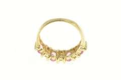 14K Yellow Gold 1.10 Ctw Oval Pink Sapphire Diamond Band Ring