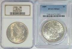 Near Gem BU 1888 & 1889 Morgan Silver Dollars. NGC & PCGS MS64