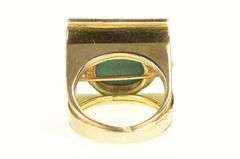 18K Yellow Gold 1940's Turquoise Pearl Geometric Squared Ring