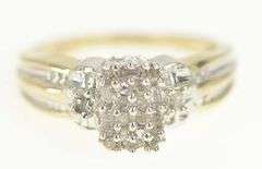 10K Yellow Gold Squared Oval Cluster Diamond Statement Ring