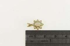 14K Yellow Gold Oval Natural Opal Halo Vintage Pendant