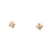 10K Yellow Gold Princess Cut Hematite Vintage Stud Earrings