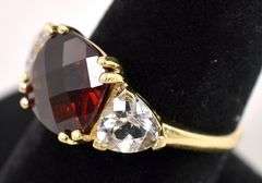 Mesmerizing Garnet and White Topaz Ring in 14K Yellow Gold