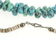 Sterling Silver Native American Raw Turquoise Onyx Beaded Necklace