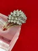 CERTIFIED 14K GOLD AND DIAMOND COCKTAIL RING