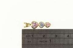 10K Yellow Gold Tiered Heart Pink & Purple Cubic Zirconia Pendant