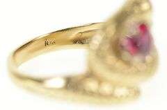 10K Yellow Gold 1930's Coiled Serpent Snake Syn. Ruby Men's Ring