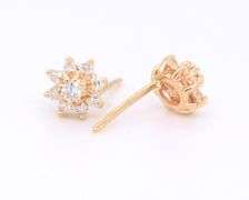 Sparkling Yellow Gold Small Diamond Cluster Earrings