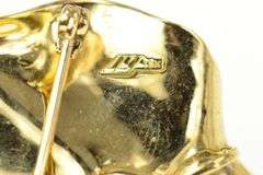 18K Yellow Gold Designer Pearl Diamond Lily Pad Leaf Pendant/Pin