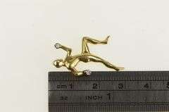 14K Yellow Gold Diamond Accent Runner Jogger Sprint Charm/Pendant