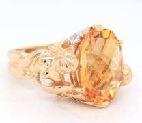 Attractive Yellow Gold 8.70ct oval Citrine and Diamond Set in Female Bust Setting