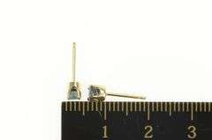 14K Yellow Gold Round Sapphire Solitaire Classic Stud Earrings