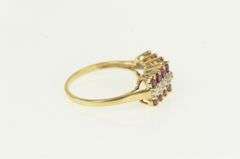10K Yellow Gold Ruby Diamond Squared Statement Band Ring