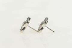 10K White Gold 0.20 Ctw Diamond Knot Twist Atom Stud Earrings