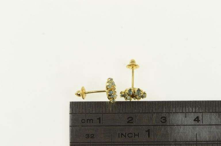 18K Yellow Gold Sim. Blue Topaz Sim. Citrine Flower Cluster Earrings