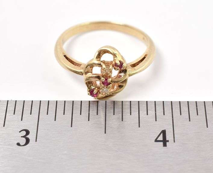 Superior 10K Yellow Gold ruby and Diamond Gemstone Ring