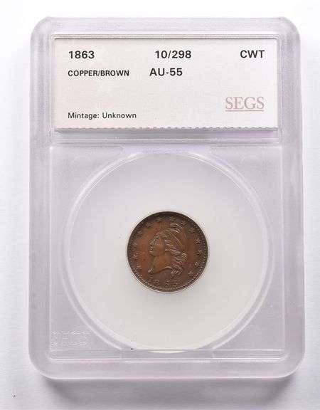 AU55 1863 Civil War Token Army & Navy SEGS