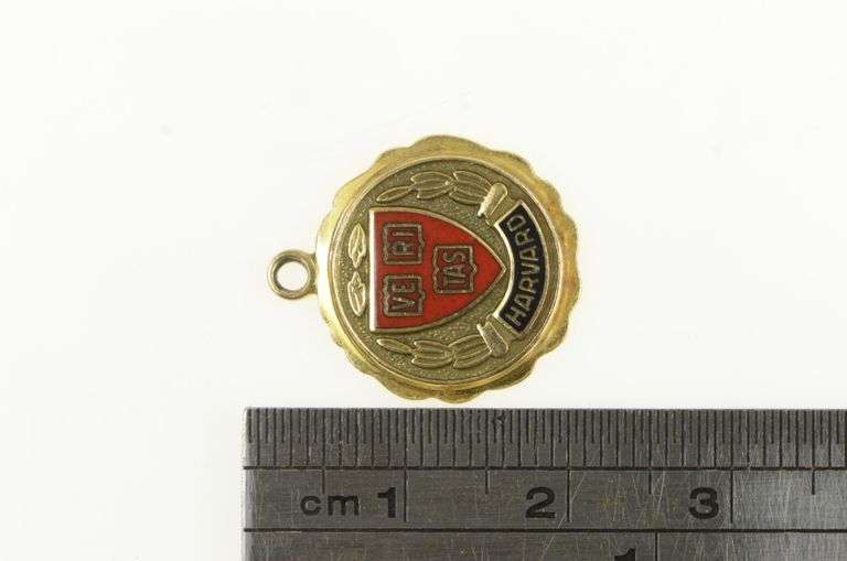 10K Yellow Gold Harvard University Enamel Crest Charm/Pendant