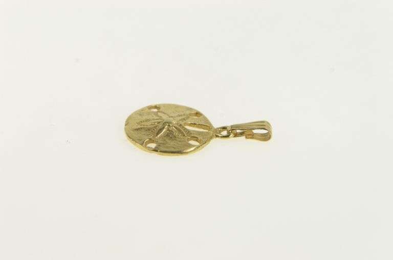 14K Yellow Gold Sand Dollar Sea Shell Ocean Beach Charm/Pendant