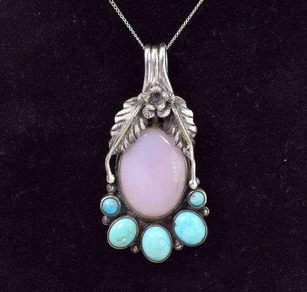 Fantastic Jeanne and Felix Tsinnijinnie Navajo Gemstone Pendant Necklace