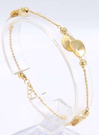 Set of 18kt Yellow gold diamond cut gold necklace and matching bracelet