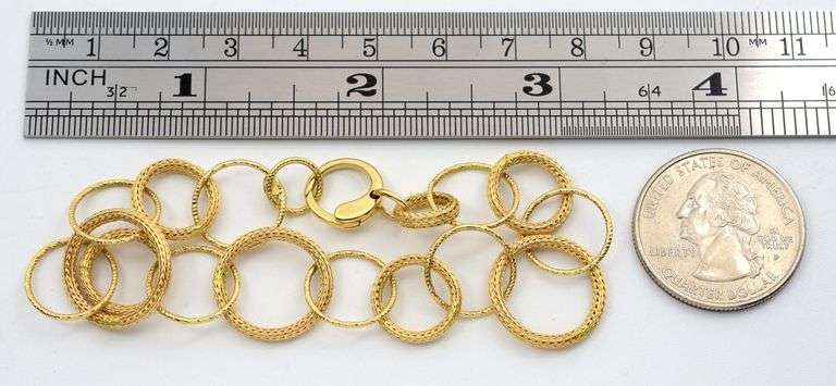 Attractive 14K YG Italian Made Circle Link Bracelet