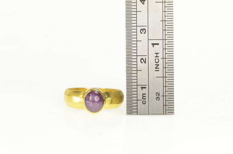 22K Yellow Gold Natural Star Ruby Cabochon Vintage Ring