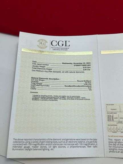 CERTIFIED 14K WHITE GOLD DIAMOND RING. 2.00 CARATS