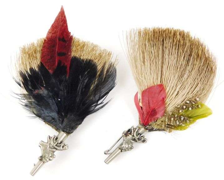2 Vintage Real Feather Deer Pins