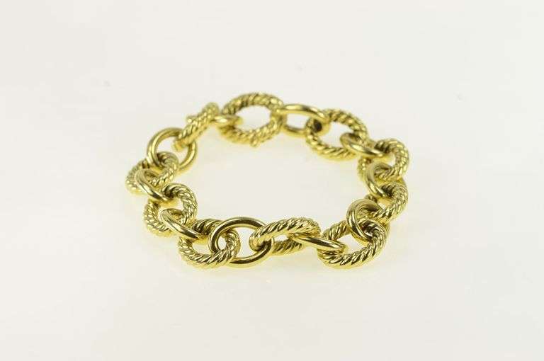 18K Yellow Gold David Yurman Oval Link Chain Designer Bracelet