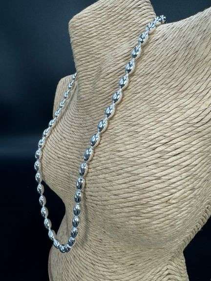 Sterling Silver Italian Oval Ball Bead Chain 6mm 925 Italy Rice Necklace 20"