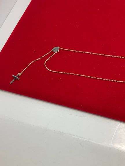 BRAND NEW 14K GOLD AND DIAMOND ROSARY NECKLACE