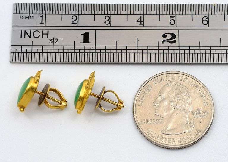 Elegant 18K Pear Shaped Jade Earrings