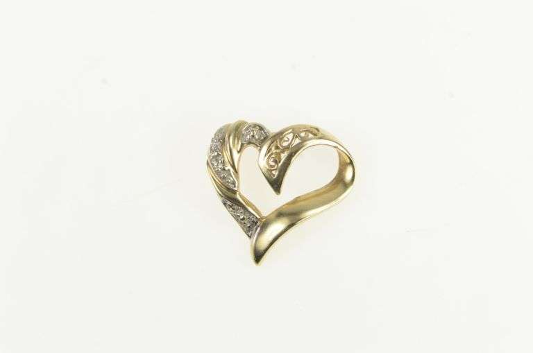 10K Yellow Gold Diamond Curvy Loop Heart Love Pendant