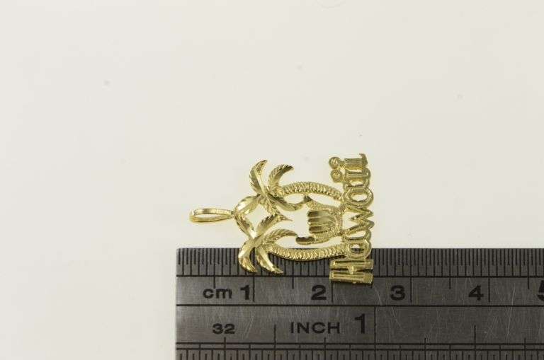 14K Yellow Gold Hawaii Palm Tree Tropical Travel Charm/Pendant