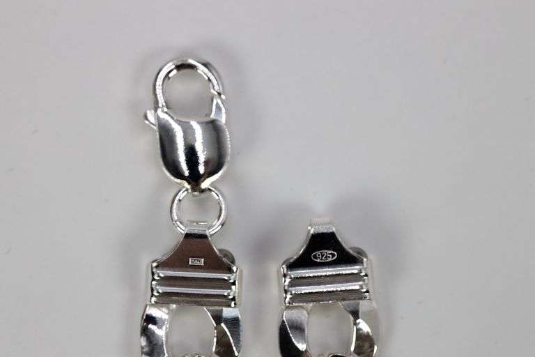 Men's 13mm Solid .925 Sterling Silver Flat Curb Chain Link Italy Bracelet