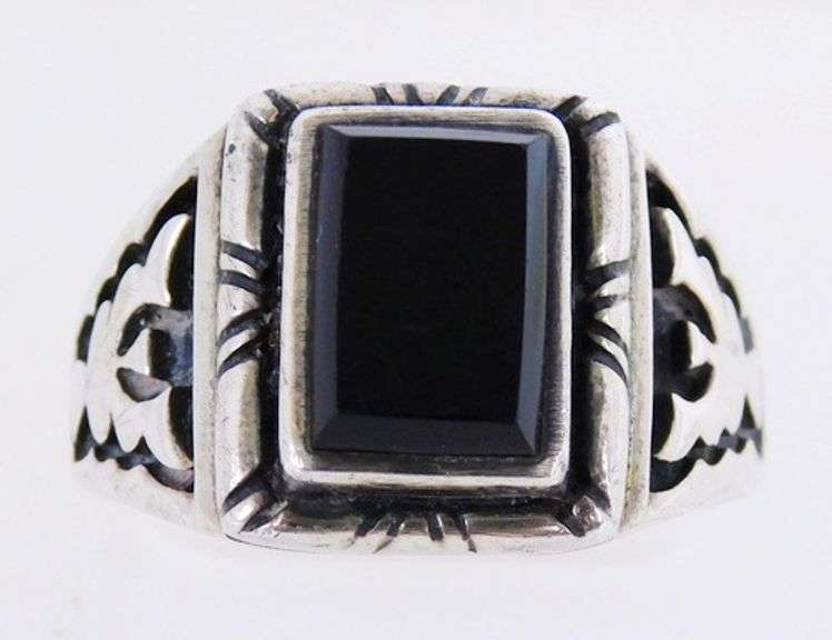 Men's Sterling Black Onyx Ring, 11.5