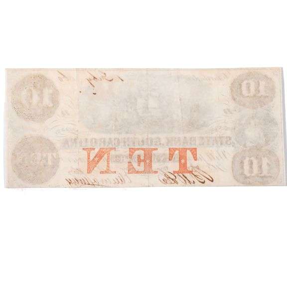$10 July 1 1860 State Bank Charleston S Carolina Note